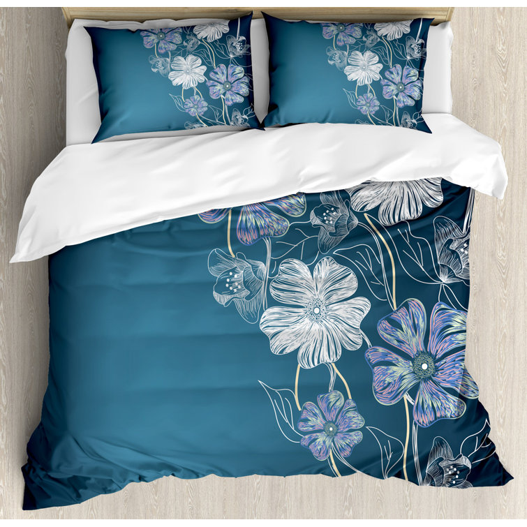 Ambesonne Blue Microfiber Modern & Contemporary Duvet Cover Set